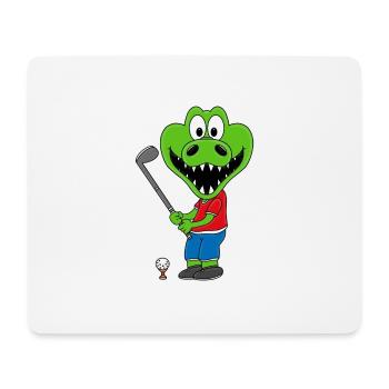 KROKODIL - GOLF - GOLFER - SPORT - TIER - Mousepad (Querformat) - Weiß - Vorne