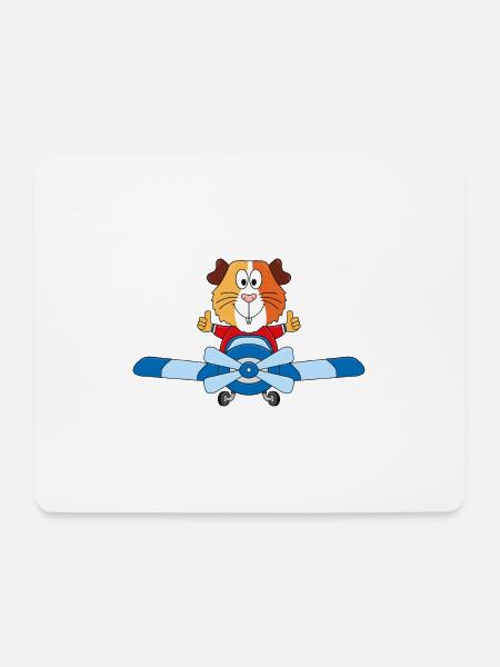 MEERSCHWEINCHEN - FLUGZEUG - PILOT - FLIEGEN - Mousepad (Querformat) - Weiß