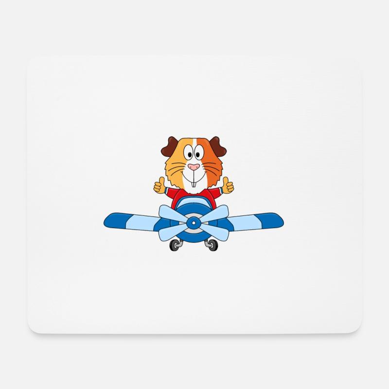 MEERSCHWEINCHEN - FLUGZEUG - PILOT - FLIEGEN - Mousepad (Querformat) - Weiß