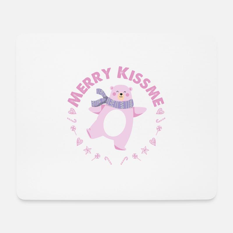 FROHE WEIHNACHTEN ROSA BÄR - Mousepad (Querformat) - Weiß