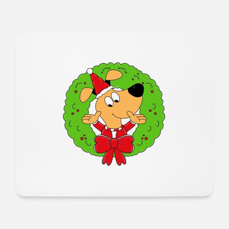HUND - ADVENTSKRANZ - ADVENT - WEIHNACHTEN - TIER - Mousepad (Querformat) - Weiß