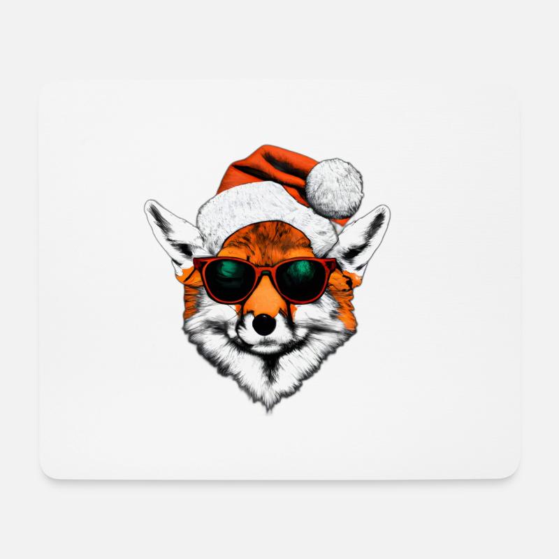 Cool Weihnachten Christmas Fuchs mit Sonnenbrille - Mousepad (Querformat) - Weiß