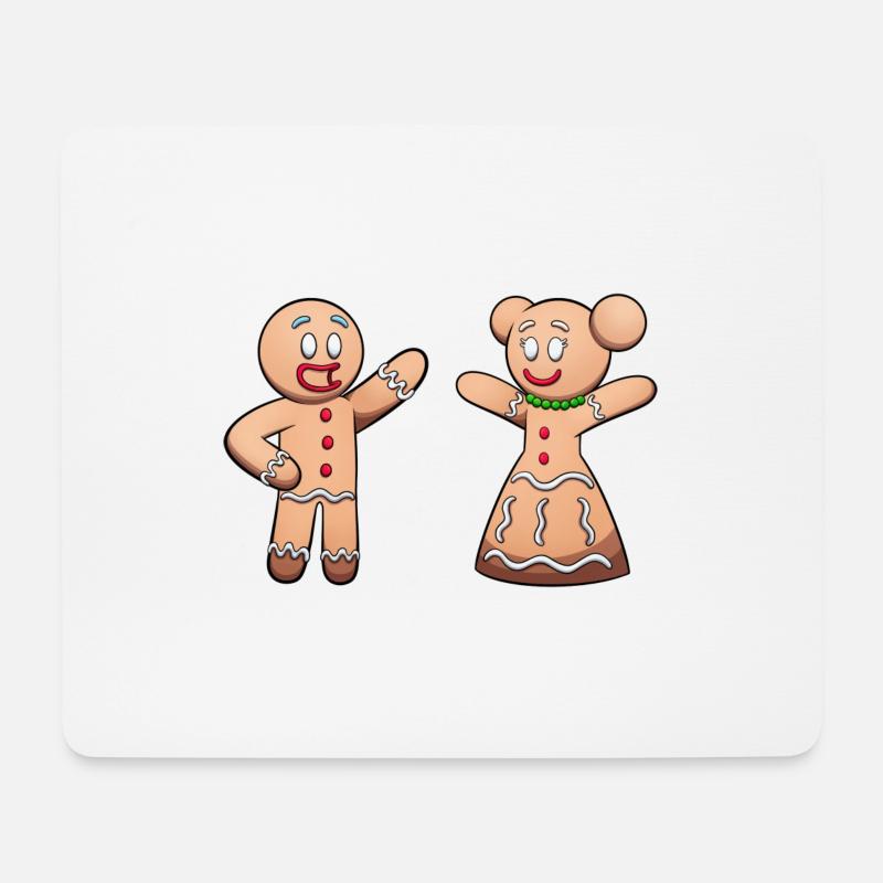 Lebkuchen Mann und Frau - Mousepad (Querformat) - Weiß