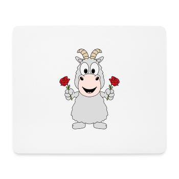 ZIEGE - BLUMEN - LIEBE - TIER - TIERISCH - Mousepad (Querformat) - Weiß - Vorne