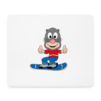 MAULWURF - SNOWBOARD - WINTERSPORT - TIER - Mousepad (Querformat) - Weiß - Vorne