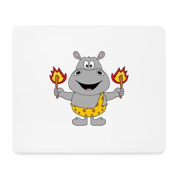 NILPFERD - FEUER - STEINZEIT - TIER - TIERISCH - Mousepad (Querformat) - Weiß - Vorne