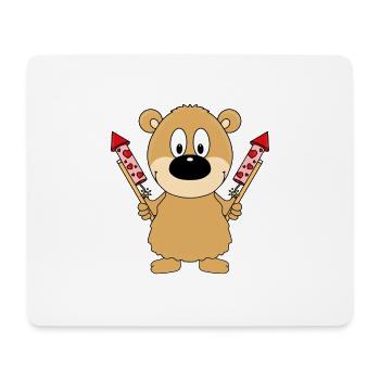 TEDDY - FEUERWERK - SILVESTER - NEUJAHR - LIEBE - Mousepad (Querformat) - Weiß - Vorne