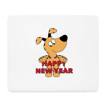 HAPPY NEW YEAR - SILVESTER - NEUJAHR - HUND - Mousepad (Querformat) - Weiß - Vorne