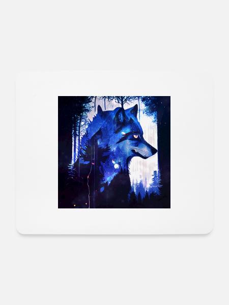 Lone Wolf at night - Mousepad (Querformat) - Weiß