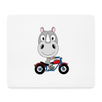 MOTORRAD - BIKER - NASHORN - TIER - TIERISCH - Mousepad (Querformat) - Weiß - Vorne