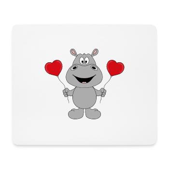 NILPFERD - LIEBE - LUFTBALLONS - TIER - TIERISCH - Mousepad (Querformat) - Weiß - Vorne