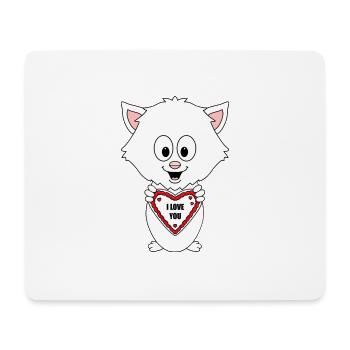 KATZE - KATER - TIER - LIEBE - LOVE - VERLIEBT - Mousepad (Querformat) - Weiß - Vorne