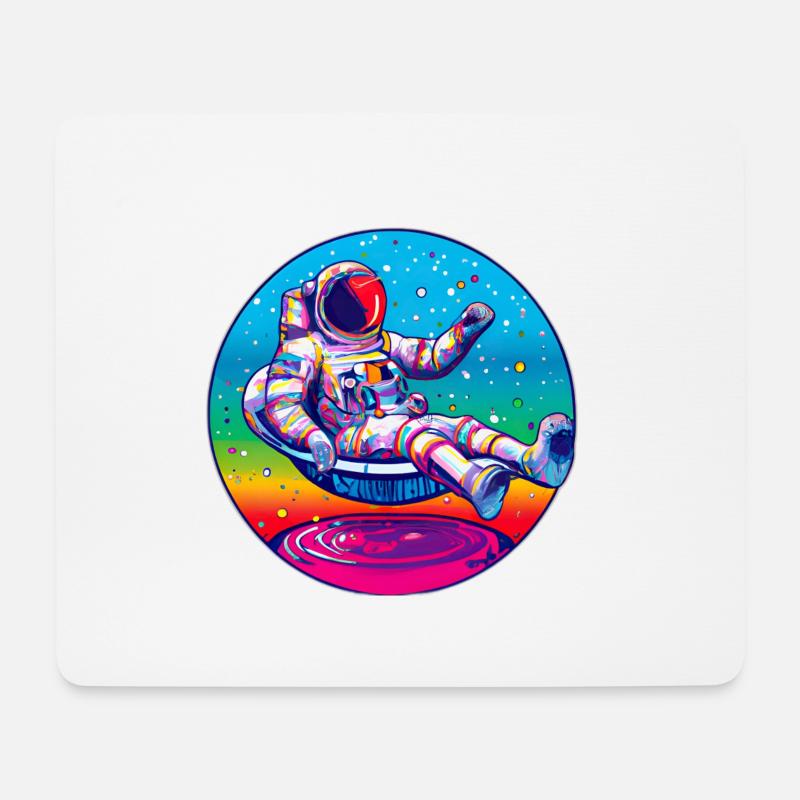 Funky Astronaut im Weltraum nimmt ein Bad - Mousepad (Querformat) - Weiß
