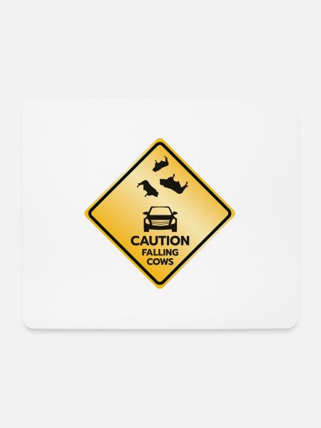 Warnschild fallende Kühe - Mousepad (Querformat) - Weiß