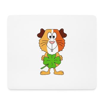 MEERSCHWEINCHEN - KLEEBLATT - GLÜCKSBRINGER - Mousepad (Querformat) - Weiß - Vorne