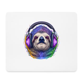 Cool sloth with headphones listens to music - Mouse Pad (horizontal) - white - Front