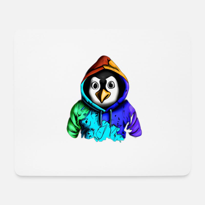 Überraschter Pinguin mit Pullover - Mousepad (Querformat) - Weiß
