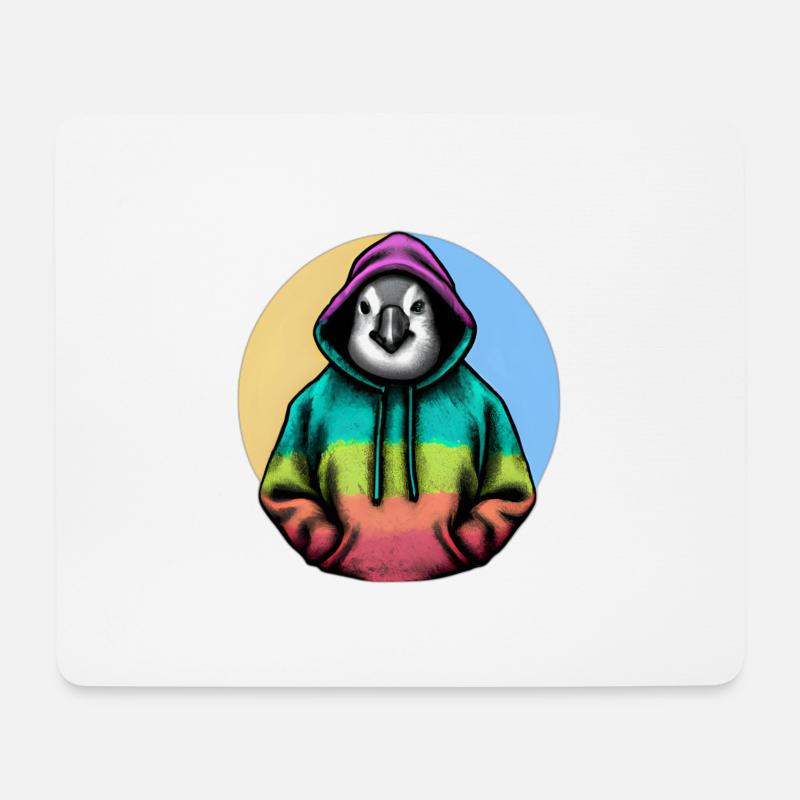 Klassiker Pinguin mit Pullover - Mousepad (Querformat) - Weiß