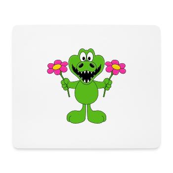 KROKODIL - BLUMEN - TIER - LIEBE - LOVE - TIERISCH - Mousepad (Querformat) - Weiß - Vorne