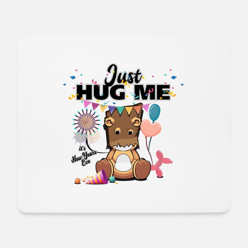 Just Hug Me - Teddy "Shy" Series New Years Eve - Mousepad (Querformat) - Weiß