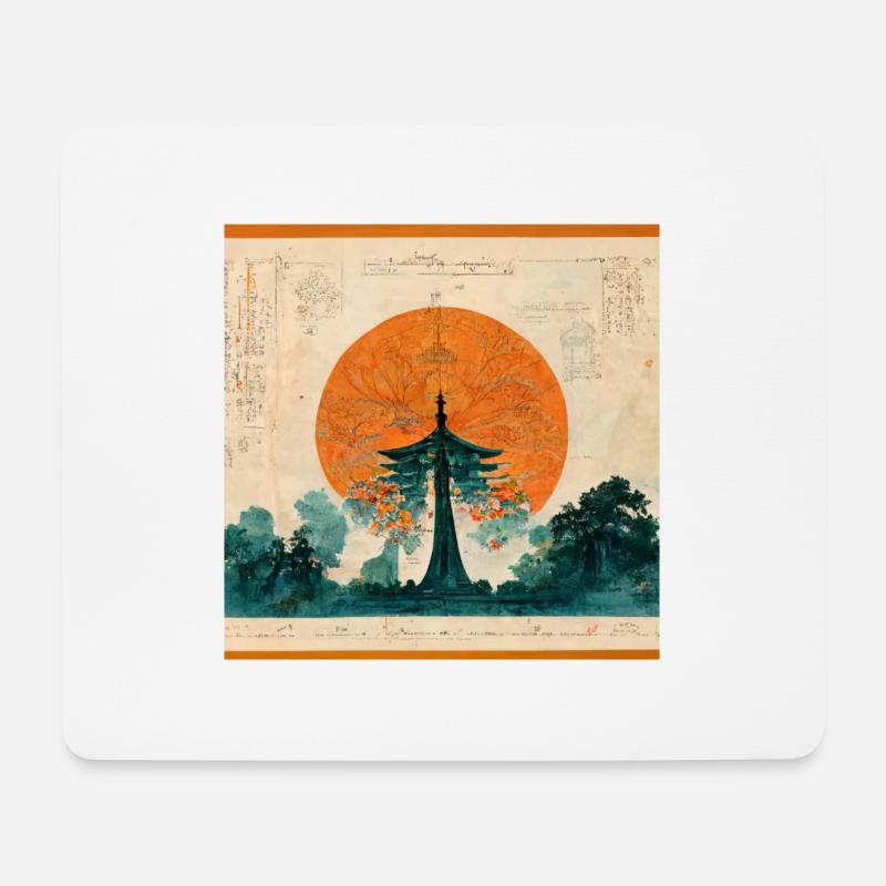 Japanischer Tempel - Mousepad (Querformat) - Weiß