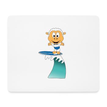 SCHAF - SURFER - WELLENREITER - WASSERSPORT - TIER - Mousepad (Querformat) - Weiß - Vorne