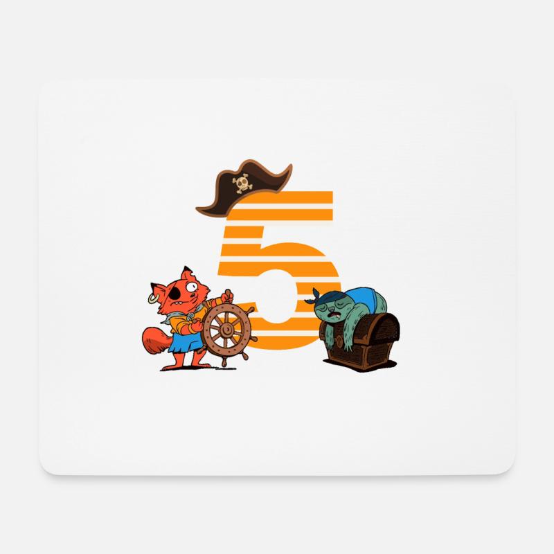 Pirat 5 Jahre Geburtstagsshirt - Mousepad (Querformat) - Weiß