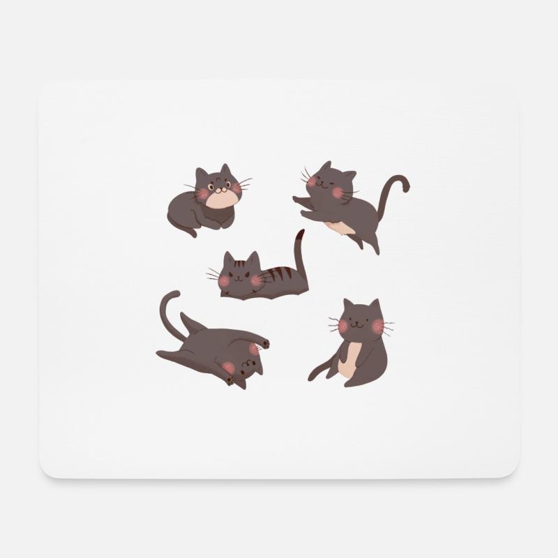 Schwarze Katzen-Crew - Mousepad (Querformat) - Weiß