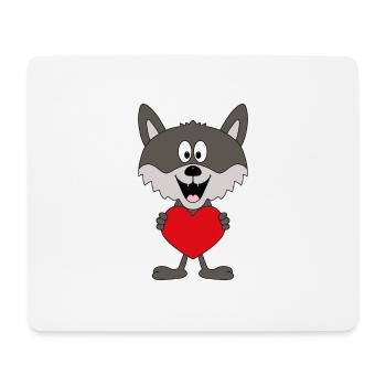 WOLF - HERZ - LIEBE - LOVE - TIER - KIND - BABY - Mousepad (Querformat) - Weiß - Vorne