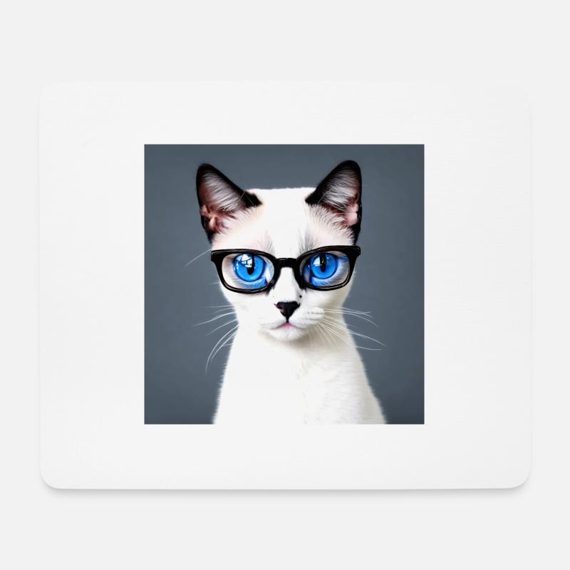 Süße Katze Zoe mit Brille - Mousepad (Querformat) - Weiß