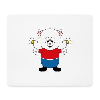 KATZE - WUNDERKERZEN - SILVESTER - NEUJAHR - TIER - Mousepad (Querformat) - Weiß - Vorne