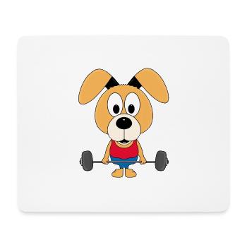 HUND - FITNESS - GEWICHTHEBER - FIT - SPORT - TIER - Mousepad (Querformat) - Weiß - Vorne