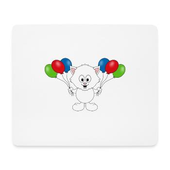 KATZE - LUFTBALLONS - TIER - KIND - BABY - Mousepad (Querformat) - Weiß - Vorne