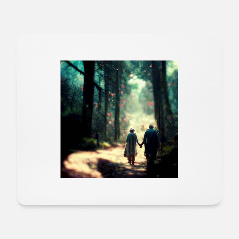 Altes Ehepaar Hand in Hand - Mousepad (Querformat) - Weiß