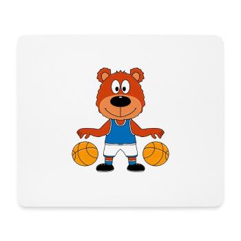 BASKETBALL - SPORT - TIER - BÄR - TEDDYBÄR - TEDDY - Mousepad (Querformat) - Weiß - Vorne