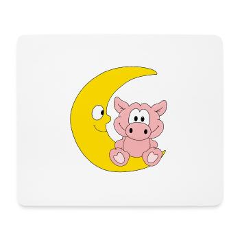 MOND - SCHWEIN - TIER - TIERISCH - KIND - BABY - Mousepad (Querformat) - Weiß - Vorne