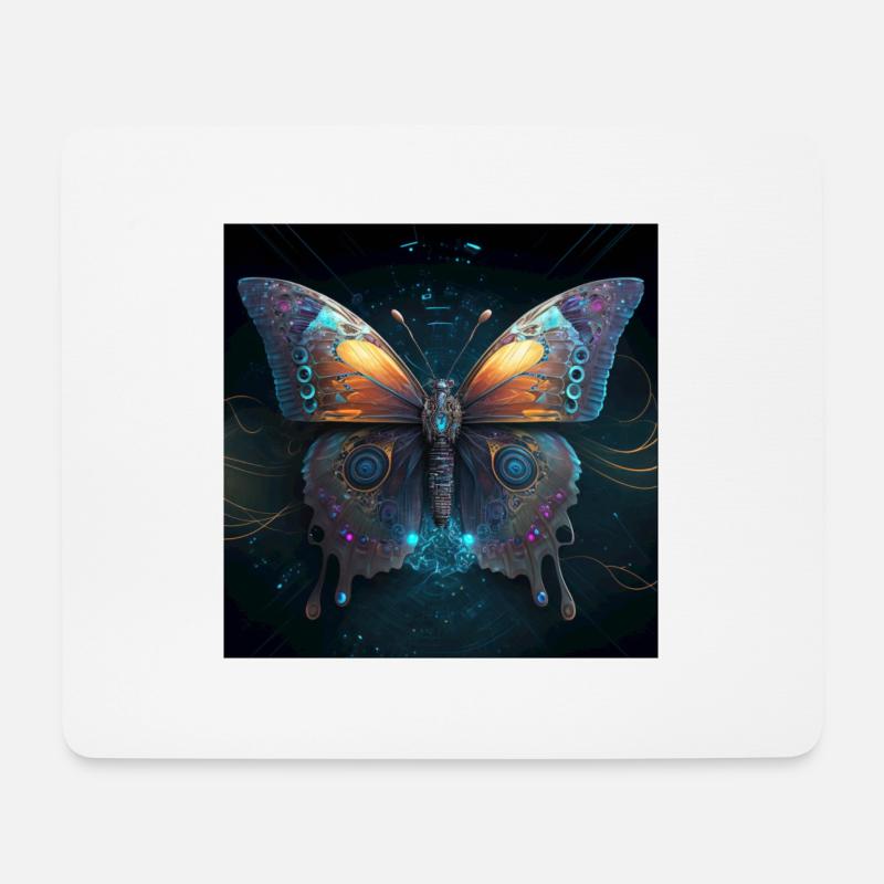 Cyber Schmetterling - Mousepad (Querformat) - Weiß