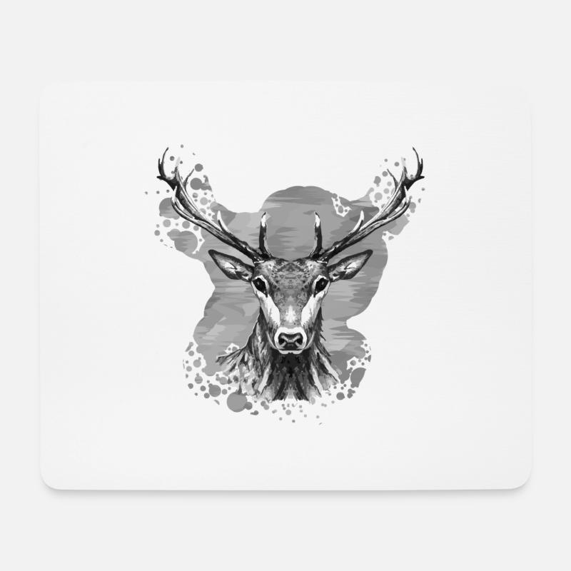 Hirsch - Mousepad (Querformat) - Weiß
