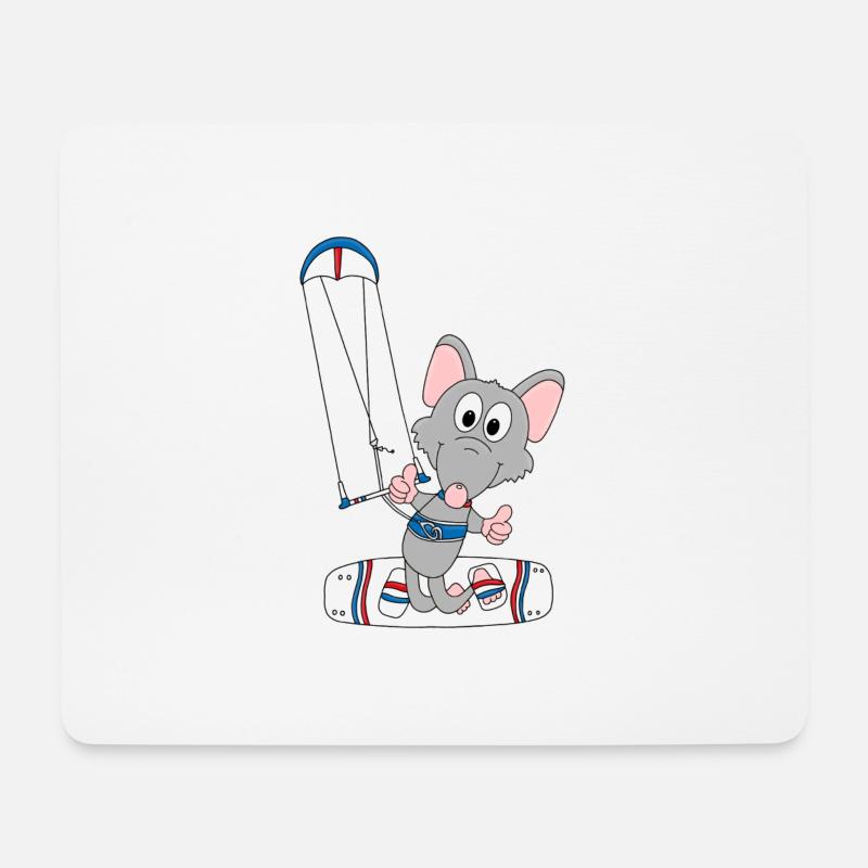 WASSERRATTE - RATTE - KITER - KITESURFER - KITEN - Mousepad (Querformat) - Weiß