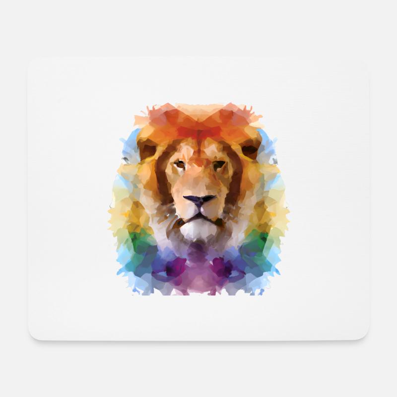 Lion géométrique abstrait coloré - Tapis de souris (format paysage) - blanc