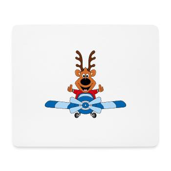 FLUGZEUG - REH - PILOT - TIER - KIND - BABY - Mousepad (Querformat) - Weiß - Vorne