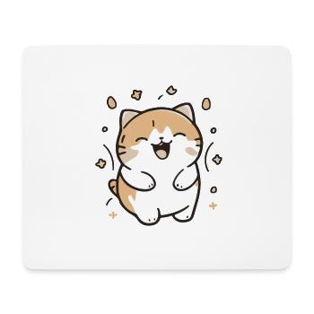 Comic Cute Kawaii Sticker Katze Kitten happy Jubel - Mousepad (Querformat) - Weiß - Vorne
