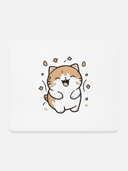 Comic Cute Kawaii Sticker Katze Kitten happy Jubel - Mousepad (Querformat) - Weiß