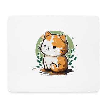 Comic Cute Kawaii Sticker Cat, Chaton, Chaton - Tapis de souris (format paysage) - blanc - Devant