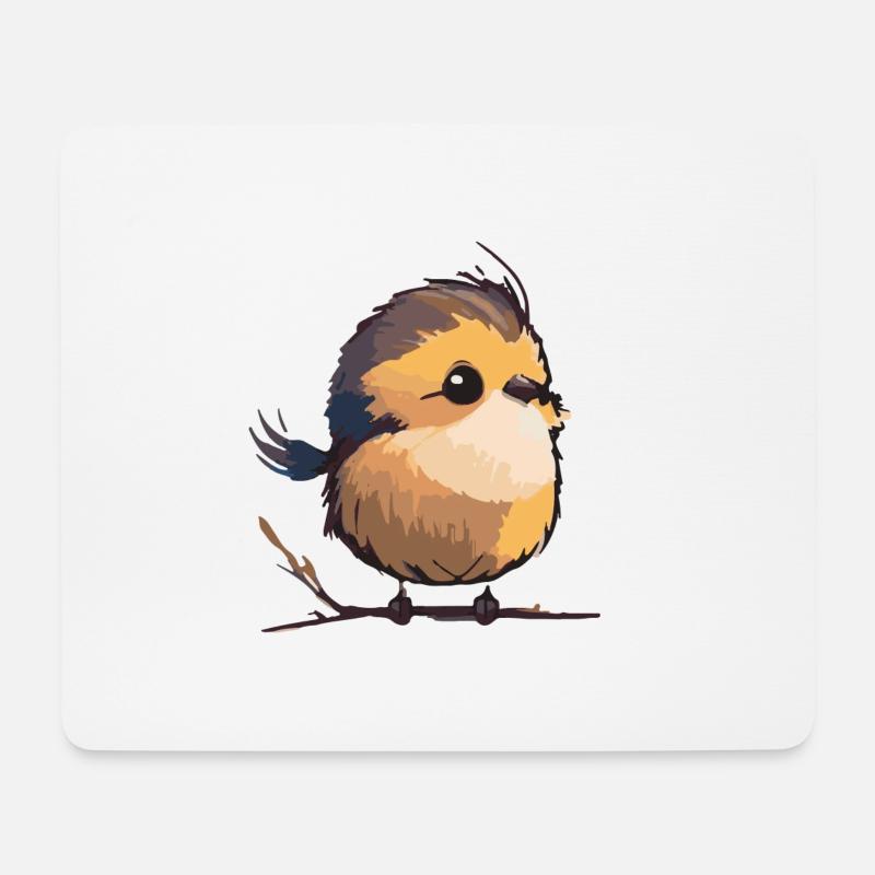 Comic Cute Kawaii Sticker Vogel Singvogel flauschi - Mousepad (Querformat) - Weiß