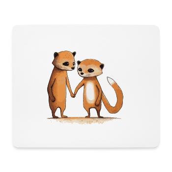 Comic Cute Kawaii Sticker Erdmännchen Fuchs - Mousepad (Querformat) - Weiß - Vorne