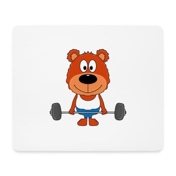 TEDDY - BÄR - FITNESS - BODYBUILDING - TIER - Mousepad (Querformat) - Weiß - Vorne