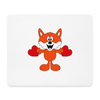 FUCHS - LIEBE - HERZEN - TIER - VERLIEBT - LOVE - Mousepad (Querformat) - Weiß - Vorne