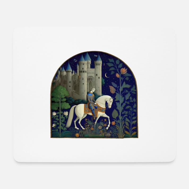 beautiful medieval draw of a king - Mousepad (Querformat) - Weiß