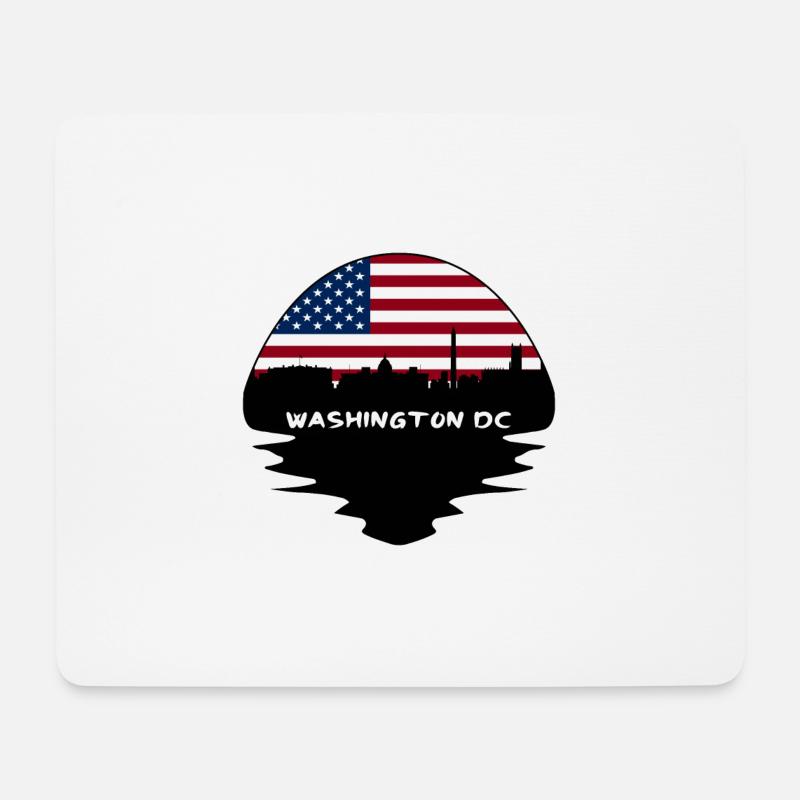 Washington Dc Washington USA Flagge Skyline Silhouet - Mousepad (Querformat) - Weiß